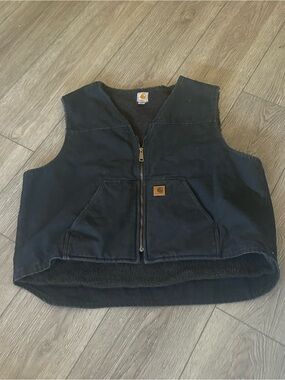 Carhartt V26 BLK Sandstone Duck Sherpa Lined Work Vest Black Men's Size 3XL
